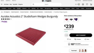 Auralex Acoustics 2" Studiofoam Wedges Burgundy