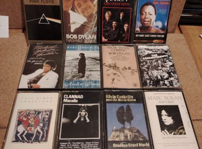 Classic Rock & Pop Cassette Collection - 12 Legends (Pink Floyd, MJ, Queen, Dylan)