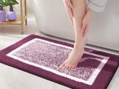 40 x 60cm Microfiber Soft Bath Mat, Non-slip Bathroom Mat Machine-washable, Shower Water Absorbent Bath Rug Durable Floor Mats (Purple)