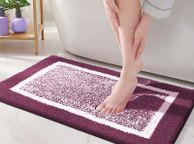 main image for ad 40 x 60cm Microfiber Soft Bath Mat, Non-slip Bathroom Mat Machine-washable, Shower Water Absorbent Bath Rug Durable Floor Mats (Purple)