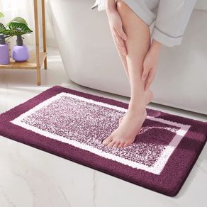 40 x 60cm Microfiber Soft Bath Mat, Non-slip Bathroom Mat Machine-washable, Shower Water Absorbent Bath Rug Durable Floor Mats (Purple)
