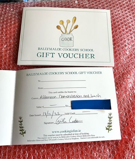 vouchers for ballymaloe cookery school and lunch