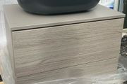 Virgo Wall-Hung Vanity Unit Dark Oak 60cm + Anthracite Basin