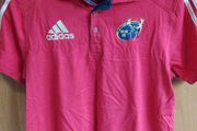 Adidas Munster Rugby Polo Shirt | Red, Gold Stripes