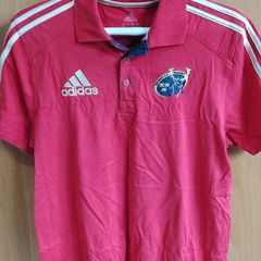 Adidas Munster Rugby Polo Shirt | Red, Gold Stripes