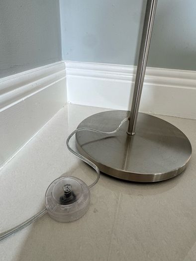 Grey floor lamp chrome base 152cm tall