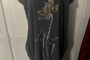 Oversized grey floral italian midi dress would fit sizes UK20-24 EU48-52 relaxed fit Postage included