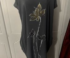 Oversized grey floral italian midi dress would fit sizes UK20-24 EU48-52 relaxed fit Postage included