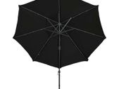 Cantilever Umbrella with Pole and LED Lights Black 300 cm