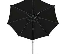 Cantilever Umbrella with Pole and LED Lights Black 300 cm