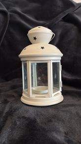 White Metal Candle Lantern. Star Design