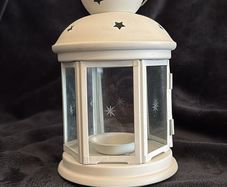 White Metal Candle Lantern. Star Design