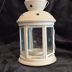 White Metal Candle Lantern. Star Design