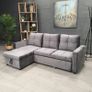 Grey velvet Corner Sofa Bed with Storage 215cm Image 3