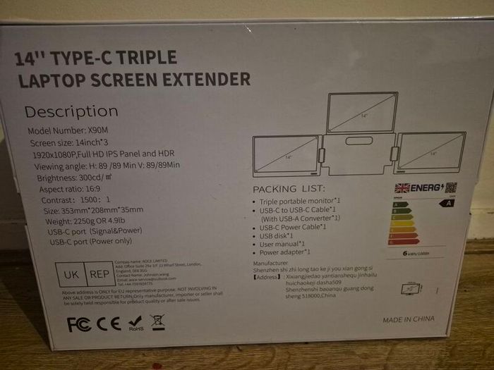 Triple Monitor 14" Laptop Extension