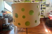 Vintage Double Layer Drum Lampshade in Cream and Lime