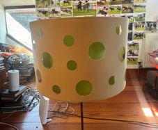 Vintage Double Layer Drum Lampshade in Cream and Lime