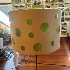 Vintage Double Layer Drum Lampshade in Cream and Lime