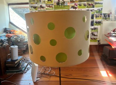 Vintage Double Layer Drum Lampshade in Cream and Lime