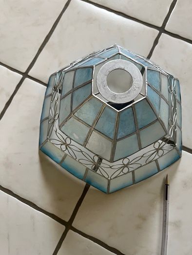 Ceiling Light Shade- Blues And Silver. In Great Condition.