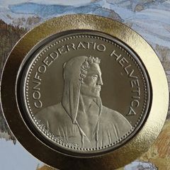 Swiss Herdsman coin stamp cover UNC 5 Francs 1987