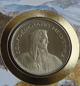 Swiss Herdsman coin stamp cover UNC 5 Francs 1987