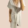 White & Gold Lace Dress with V-Neck and Ruffles  Size S Image 2