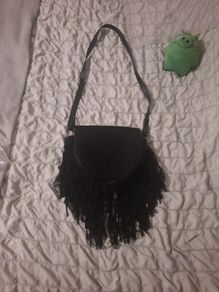 black fringe handbag