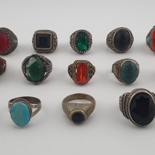 Ancient Inspired Brass Rings Set of 15 Collectible Jewellery Pieces