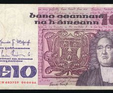 IRELAND - 10 Pounds Punt Banknote 04.04.1986 P-72b Central Bank of Ireland (XF)
