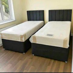 Single Divan Bed And Mattress With Headboard