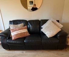 Black Leather 3-Seater & 2-Seater Sofa Set