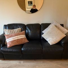 Black Leather 3-Seater & 2-Seater Sofa Set