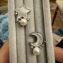 Moon and Star Pearl earrings Image 2