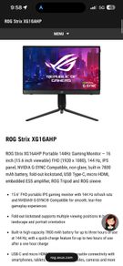 ROG Strix XG16AHP Portable 144Hz Gaming Monitor