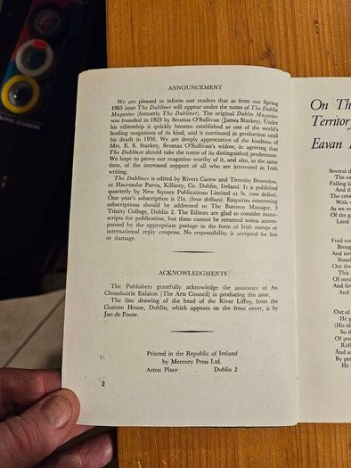 The Dubliner. 1964 Literary Magazines . PLUS THE BELL LITERARY MAGAZINES 1951BOTH IN Good Condition.  See Photos For Same.