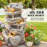 6 Tier Outdoor Water Fountain with LED Lights and Adjustable Flow Grey Image 3