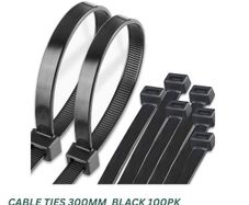 Heavy Duty White Cable Ties 300mm  Black 100pk