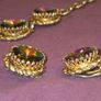 1950's Signed Schiaparelli Watermelon Vitrail Stone Necklace and Earring set Image 9