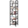 4-Tier Storage Shelf, Metal Shelving Unit, 8Pcs S Hooks, Modern Style, 36 x 27 x 146 cm, Corner Shelf, Display Units for Living Room, Bedroom, Office, Black Image 3