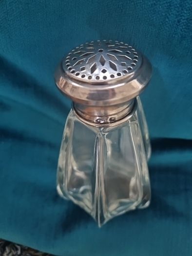 Vintage x large  1950s Silver Crystal Salt Cellar