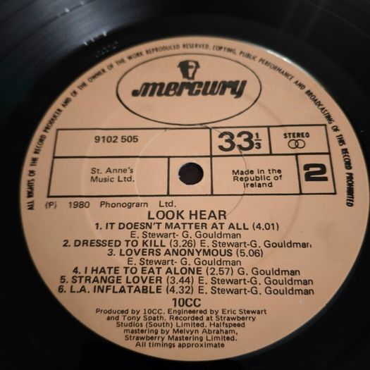 10cc- Look Hear Irish pressing