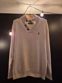 Polo Ralph Lauren Cream Button Collar Knit Jumper