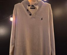 Polo Ralph Lauren Cream Button Collar Knit Jumper