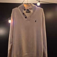 Polo Ralph Lauren Cream Button Collar Knit Jumper