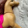 2018 Mattel Barbie Horse from Hugs N Horses Playset Pink Saddle Head Moves Used Please look at the pictures Image 9