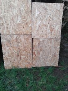 Insulation and plywood , wooden fence offcuts