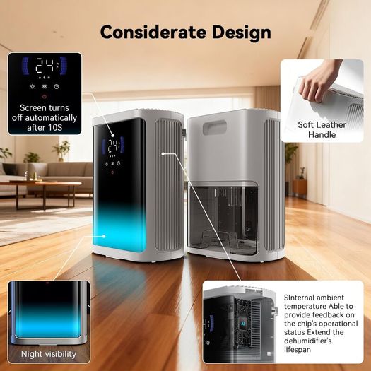 Dehumidifier, 3000ML Dehumidifiers for Home, Dehumidifiers for Drying Clothes with Sleep Mode| 6/8/12H Timer & Full-Panel 7-Color Light, Bedroom Dehumidifier for Wardrobe, Basement, Garage, RV
