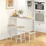 High bar table set + 2 stools, steel frame, natural wood-effect top, 2-person, white Image 3