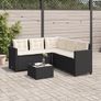 Garden Sofa with Table and Cushions L-shaped Black Poly Rattan Image 2